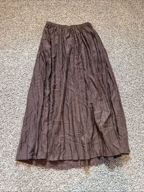 🌿 SHEIN Brown Crinkled Maxi Skirt with Elastic Waist
